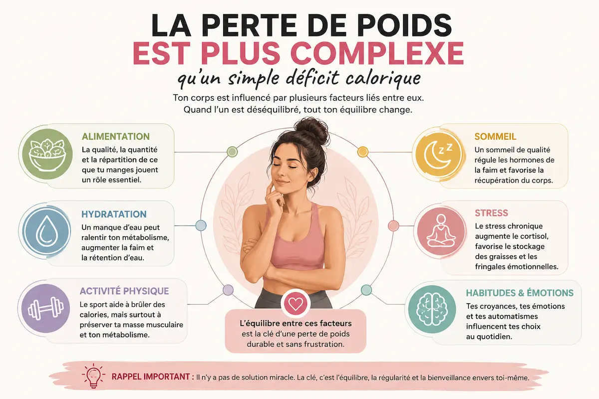 Illustration du concept de deficit calorique et perte de poids
